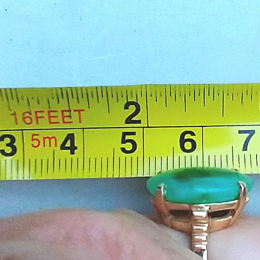 Ring 14k gold Jade Stone Large Oval 16x12mm Jade Ctr  stone - Picture 12 of 12